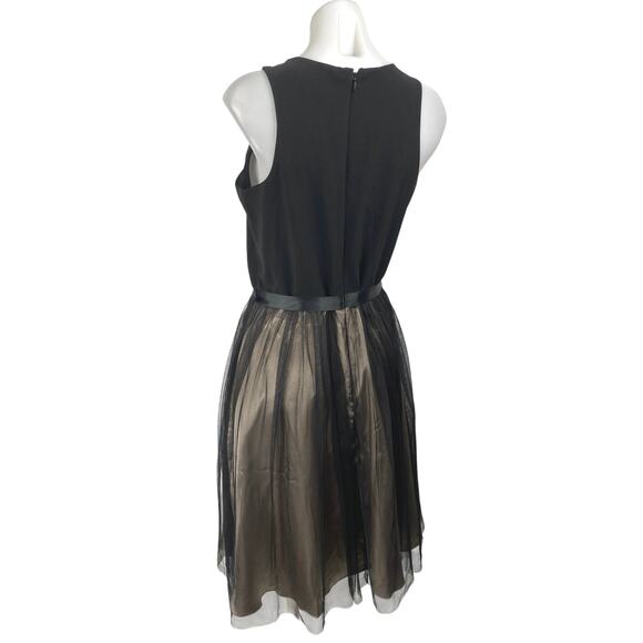 Cachet Black Jeweled Rhinestone Sleeveless Mesh Midi Tank Fit & Flare Dress Sz 8 - Picture 2 of 4